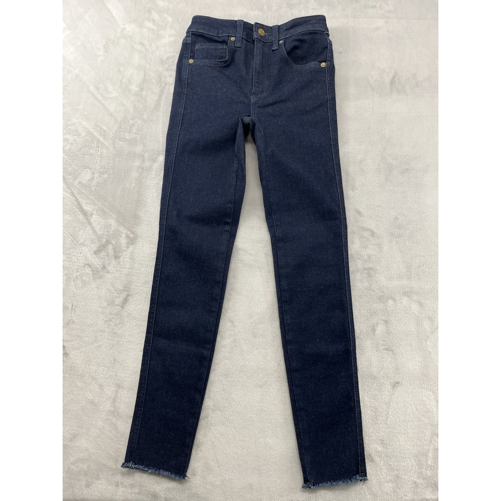 Free People Jegging Jean Women 25 Dark Blue Stretch Raw Hem High Rise Preppy